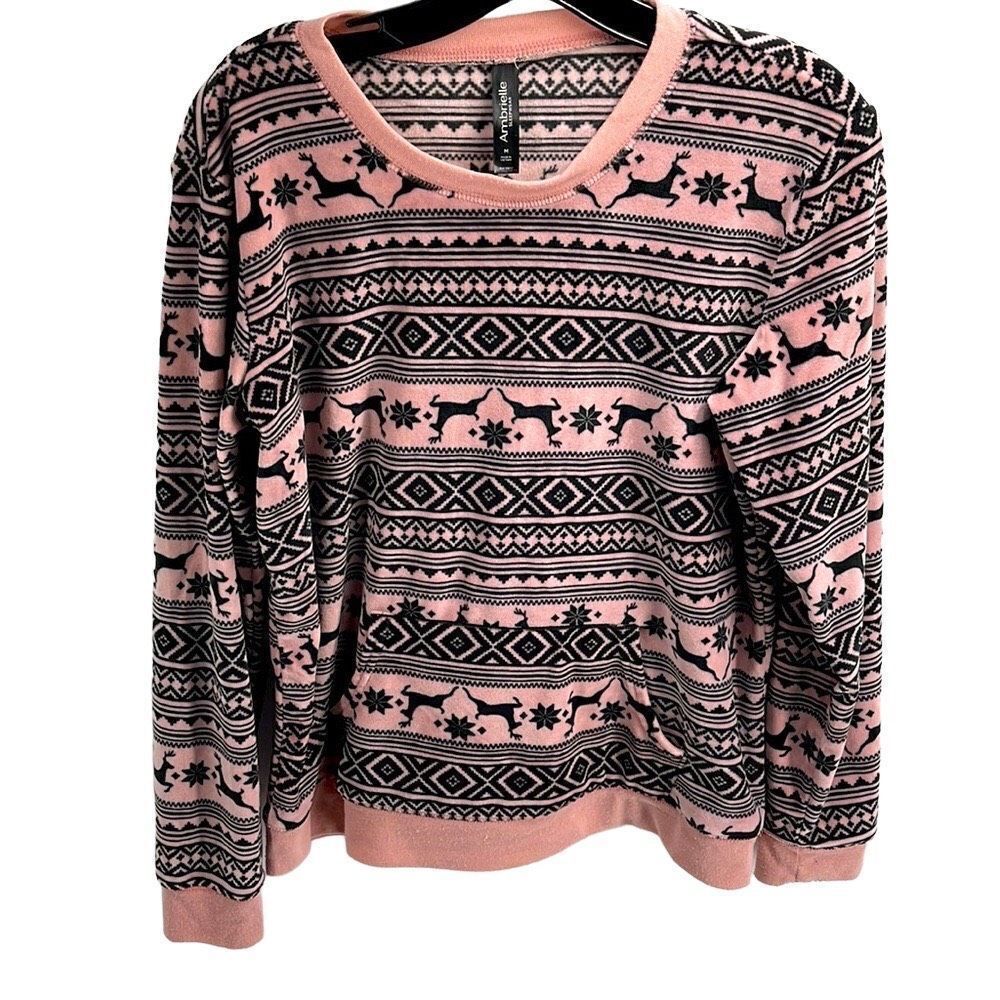 Ambrielle super soft kangaroo pocket top sweater shirt sweater medium fair isle